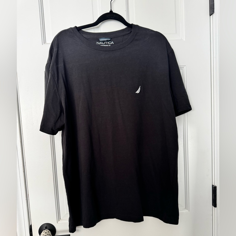 Nautica Men's Black Short-Sleeve Crewneck T-Shirt with White Sail Logo